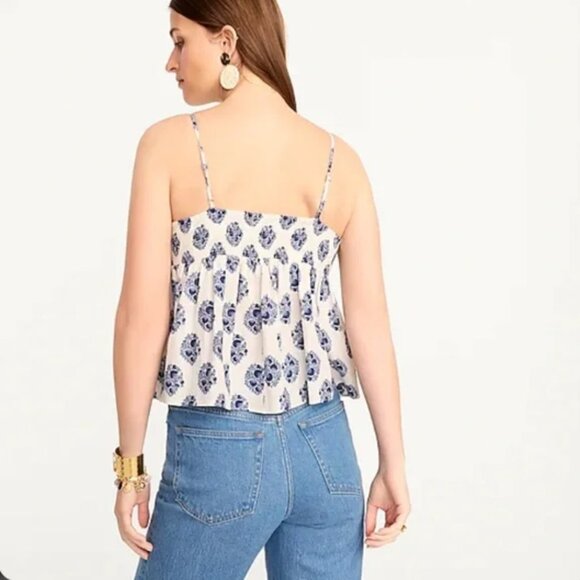J. CREW Gathered Lurex® Gauze Camisole in Gathered Floral Block Print SZ 6 - Picture 3 of 4